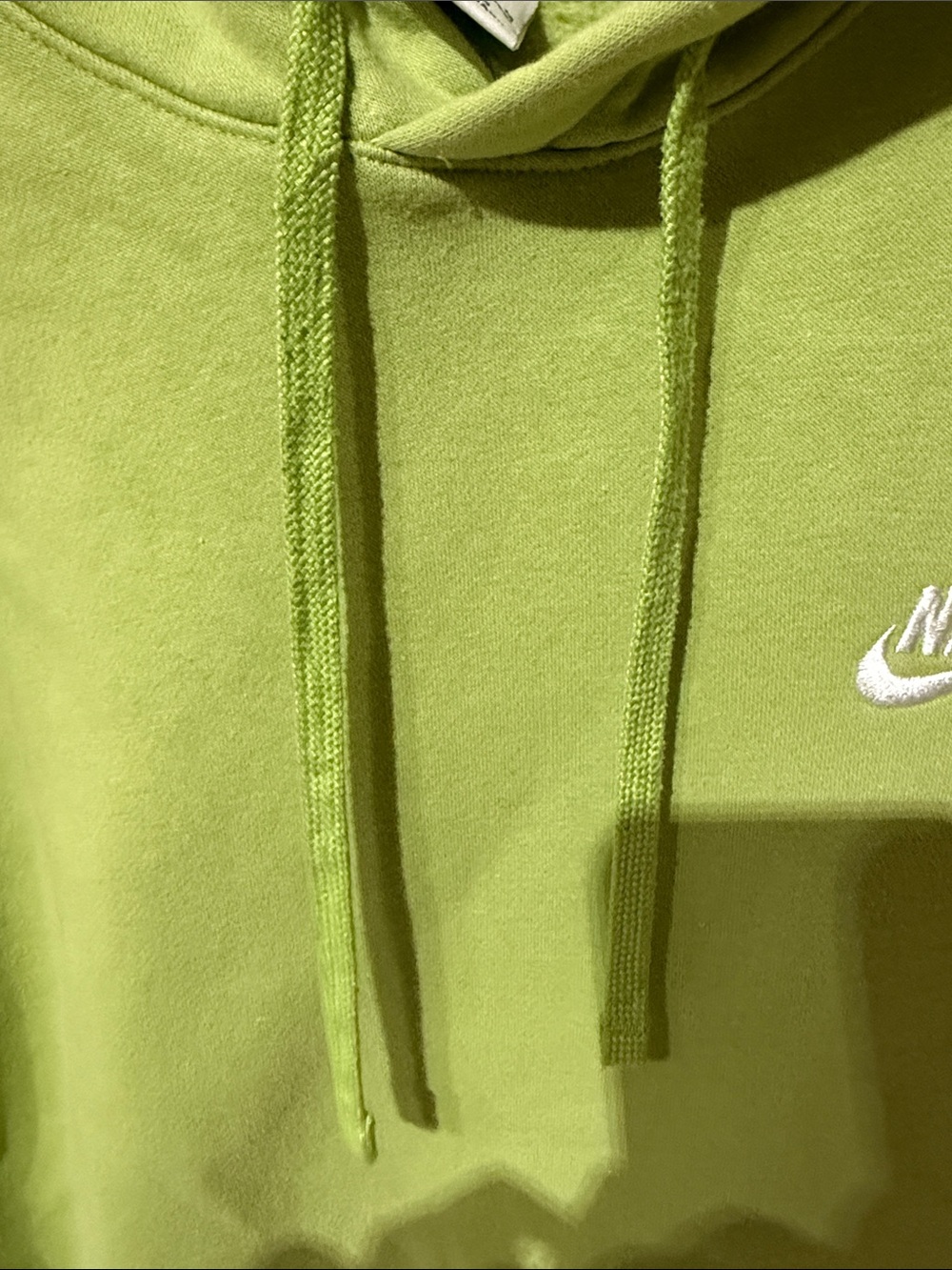 Nike Lime Green Crewneck Hoodie with White Embroidered Swoosh - Picture 3 of 6